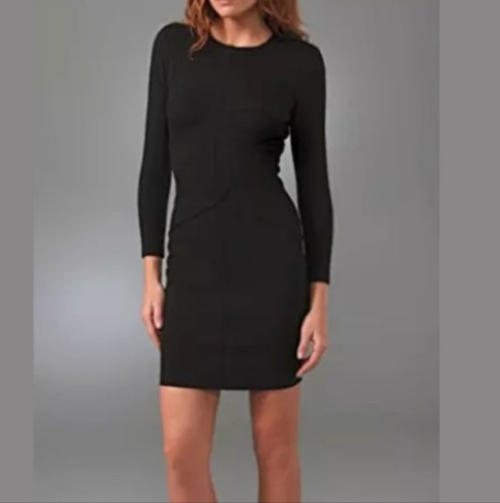Robert Rodriguez Dress Size‎ 6 Black Structured Bustier Long Sleeve Bodycon Mini
